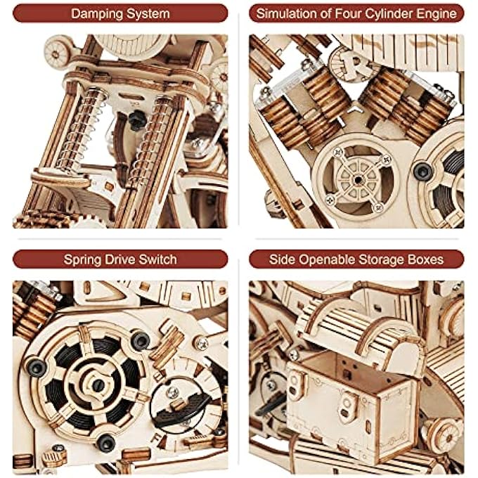 3D PUZZLE WOODEN CONSTRUCTION KIT MECHANICAL GEAR MODEL CRUISER MOTORCYCLE FOR CHILDREN ADULTS CRUISER MOTORCYCLE - Image 4